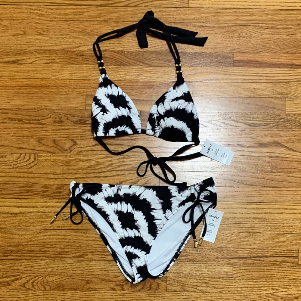 La Blanca swimsuit - black and white triangle bikini set bathing suit size 6